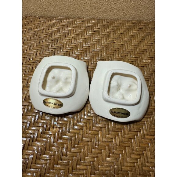 Vintage  Fashion Decor Cat Face Wall Plaques Trinket Plate 3D Set Of 2 - Picture 4 of 7